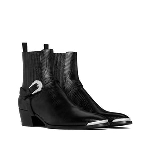 Schwarze Chelsea-Stiefel aus Kalbsleder