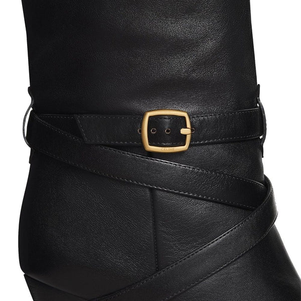 Schwarze Stiefeletten aus Kalbsleder mit hohem Absatz