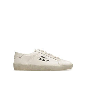 Weiße Leinensneaker mit niedrigem Schaft