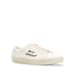 Weiße Leinensneaker mit niedrigem Schaft