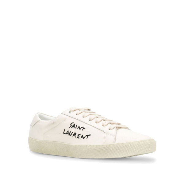 Weiße Leinensneaker mit niedrigem Schaft