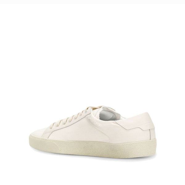 Weiße Leinensneaker mit niedrigem Schaft