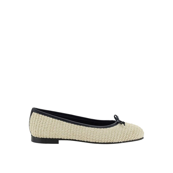 Beige Raffia-Ballerinas