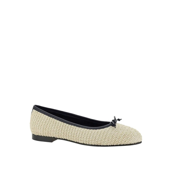 Beige Raffia-Ballerinas