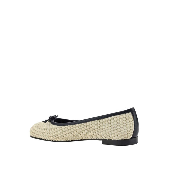 Beige Raffia-Ballerinas