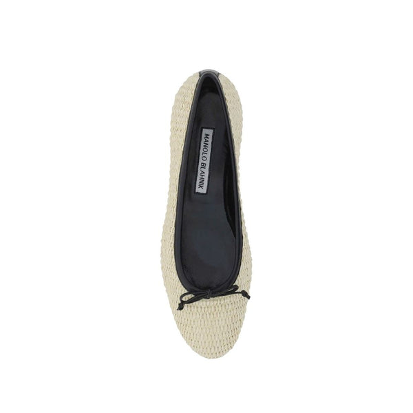 Beige Raffia-Ballerinas