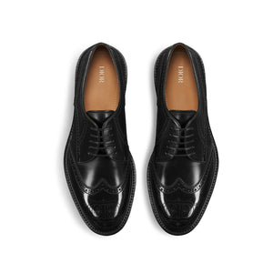 Schwarze Kalbsleder-Schnürschuhe und -Derby-Schuhe