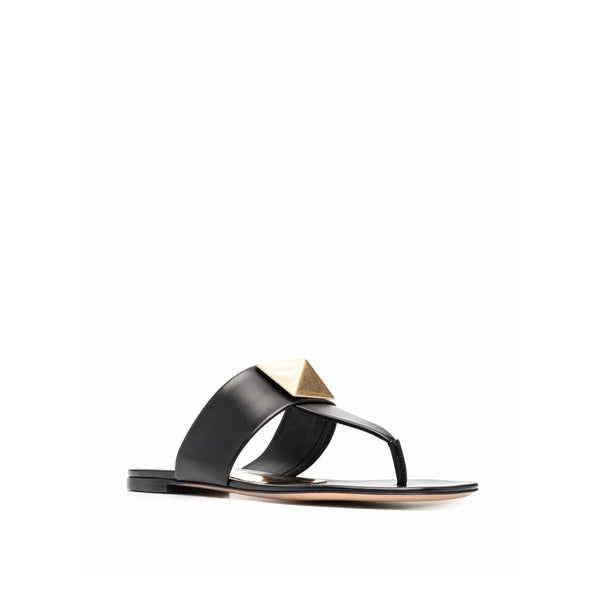Schwarze Ledersandalen
