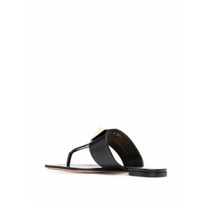 Schwarze Ledersandalen