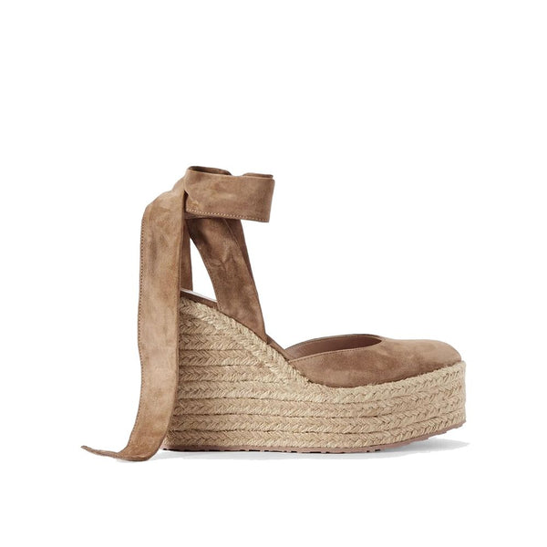 Beigefarbene Espadrilles aus Kalbsleder