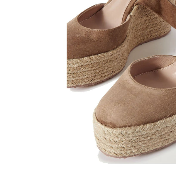 Beigefarbene Espadrilles aus Kalbsleder