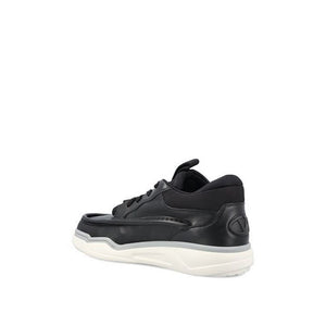 Klumpige Sneakers aus schwarzem Lammleder