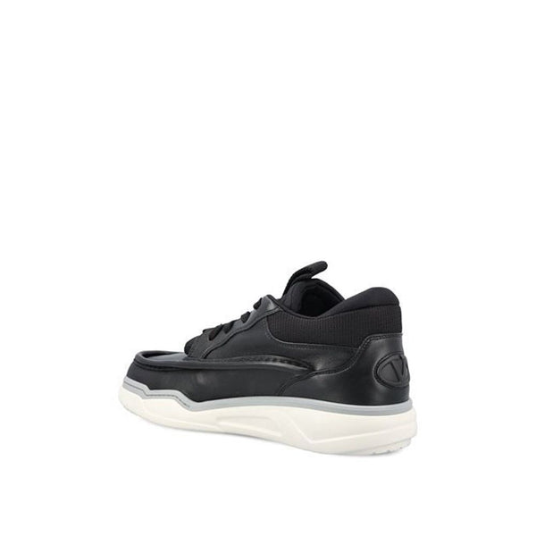 Klumpige Sneakers aus schwarzem Lammleder