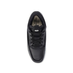 Klumpige Sneakers aus schwarzem Lammleder