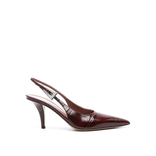 Rote Kalbshaut Pumps mit hohem Absatz