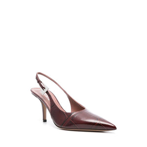 Rote Kalbshaut Pumps mit hohem Absatz