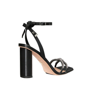 Schwarze Sandalen aus Kalbsleder mit Stiletto-Absatz