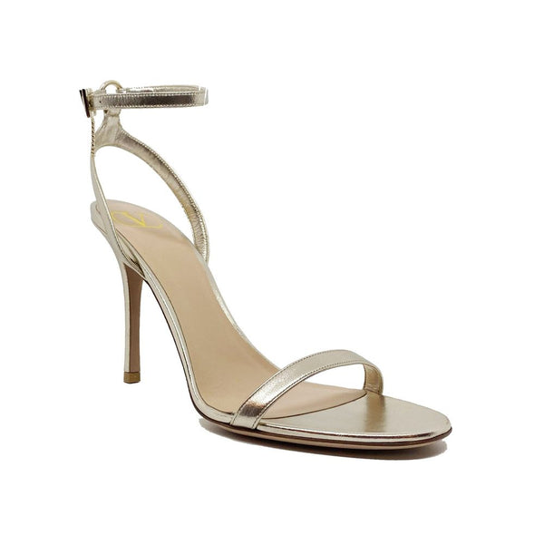 Goldene Leder-Stilettosandalen