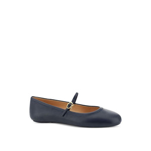 Blaue Stoff-Ballerinas