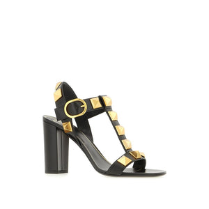 Schwarze Sandalen aus Kalbsleder mit Stiletto-Absatz