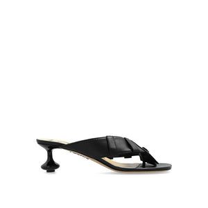 Schwarze Sandalen mit Lammlederriemen