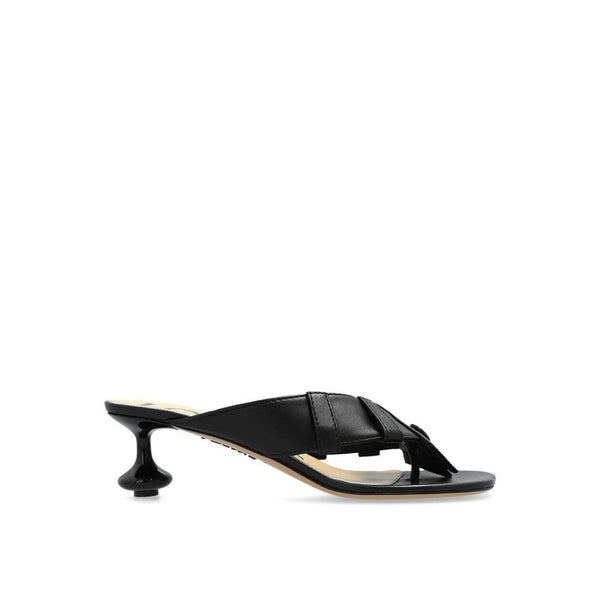 Schwarze Sandalen mit Lammlederriemen