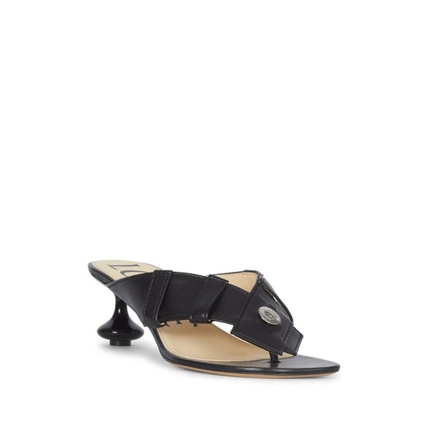 Schwarze Sandalen mit Lammlederriemen