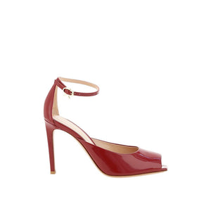 Rote Kalbsleder-Pumps mit hohem Absatz