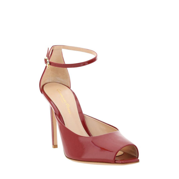 Rote Kalbsleder-Pumps mit hohem Absatz
