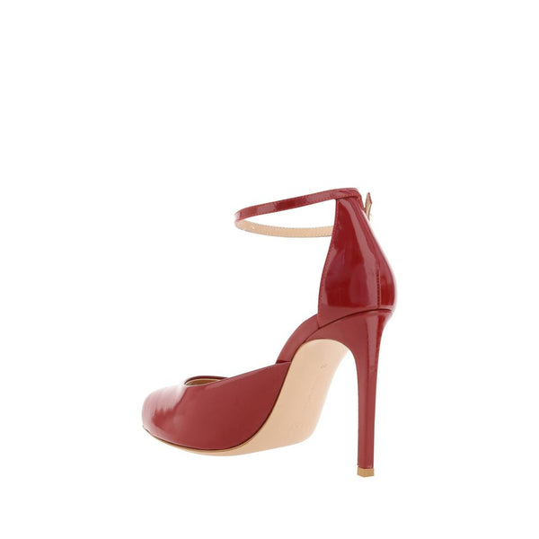 Rote Kalbsleder-Pumps mit hohem Absatz