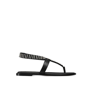 Flache Sandalen aus schwarzem Kalbsleder