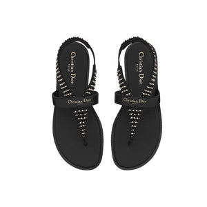 Flache Sandalen aus schwarzem Kalbsleder