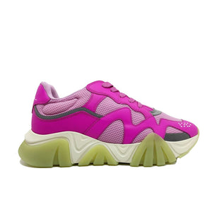 Bunte Leder-Sneaker mit klobiger Sohle