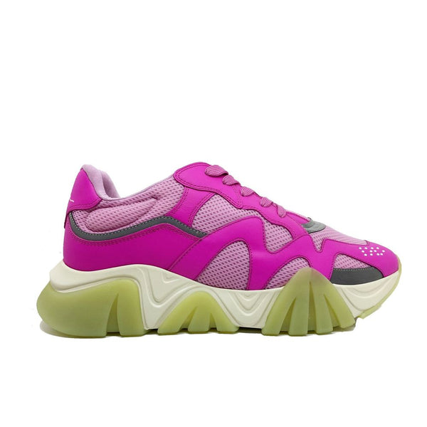 Bunte Leder-Sneaker mit klobiger Sohle