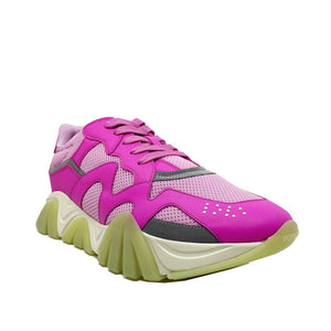 Bunte Leder-Sneaker mit klobiger Sohle