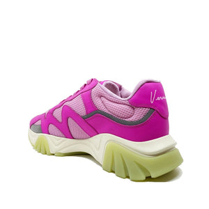 Bunte Leder-Sneaker mit klobiger Sohle