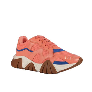 Klobige Sneaker aus orangefarbenem Leder