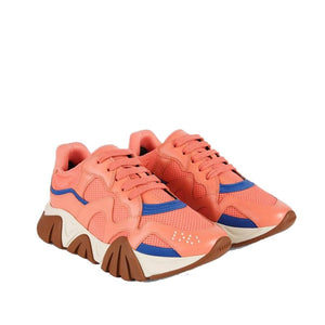 Klobige Sneaker aus orangefarbenem Leder