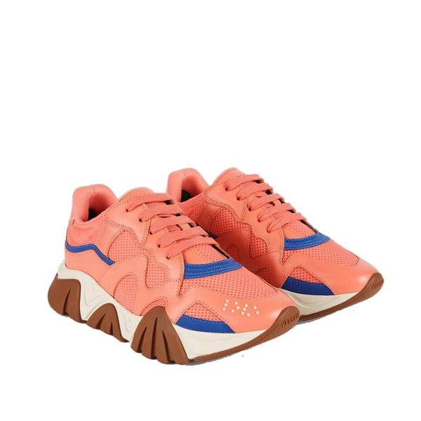 Klobige Sneaker aus orangefarbenem Leder