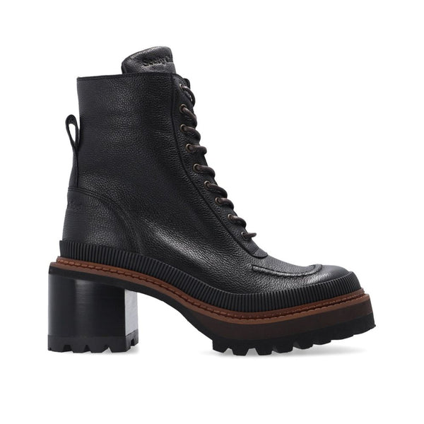 Schwarze Schnürstiefel aus Kalbsleder