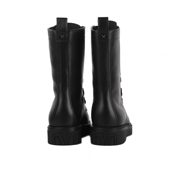 Schwarze Stiefeletten aus Kalbsleder mit Schnürung