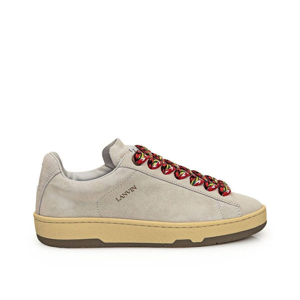 Graue Leder-Sneakers mit niedrigem Schaft