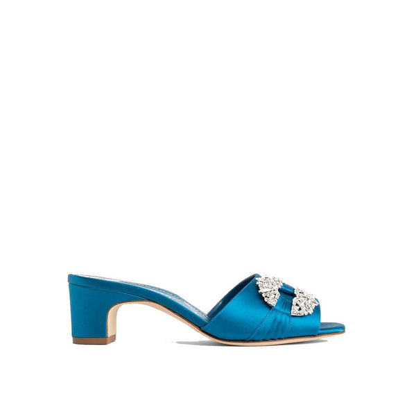 Seidene Maultier-Schuhe in Blau