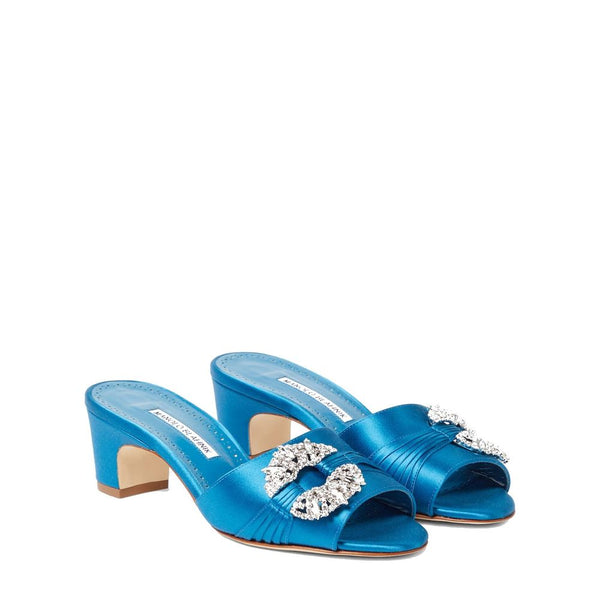 Seidene Maultier-Schuhe in Blau