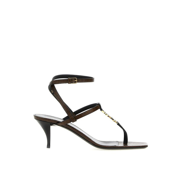 Braune Kalbsleder-Plateau-Sandalen