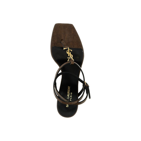 Braune Kalbsleder-Plateau-Sandalen