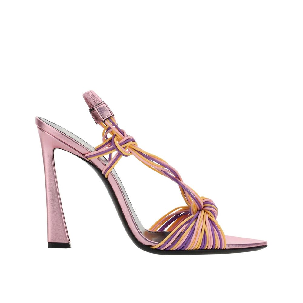 Stilettosandalen aus mehrfarbigem Kalbsleder