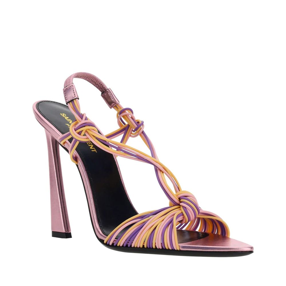 Stilettosandalen aus mehrfarbigem Kalbsleder