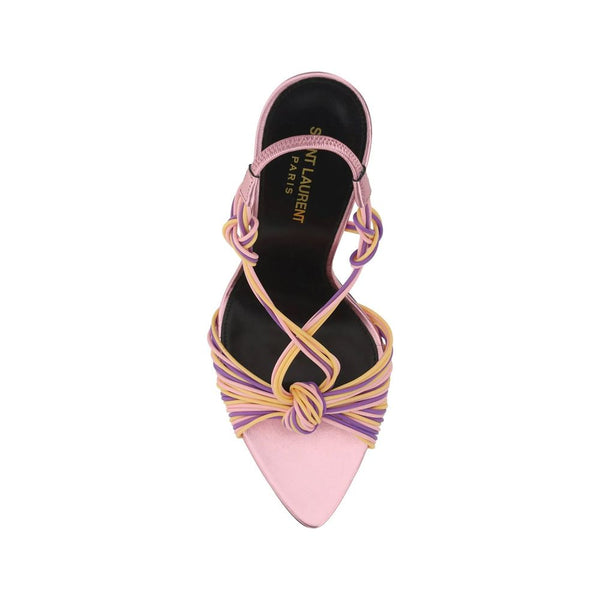 Stilettosandalen aus mehrfarbigem Kalbsleder