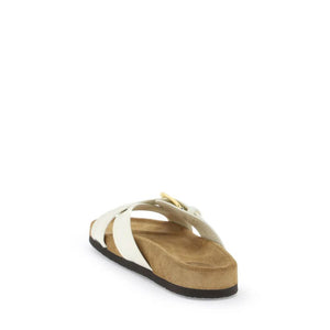 Weiße Sandalen aus Kalbsleder mit Riemen